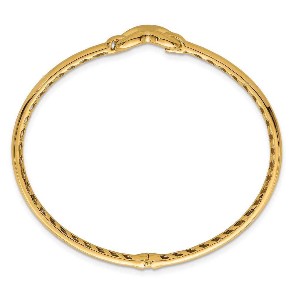 14K Gelbgold Poliert Herz Verschluss Klappbar Oval Armreif Armband