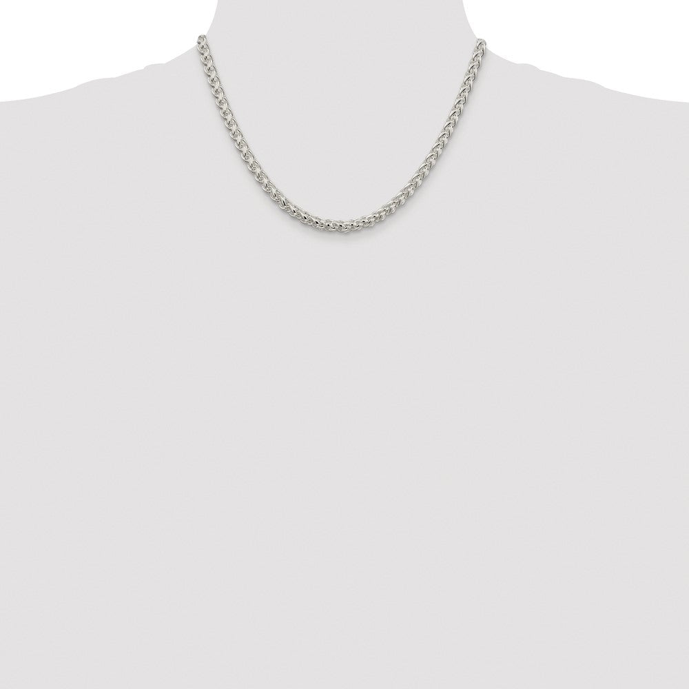 Sterlingsilber Rhodiniert 5mm Rund Ährenkette Halskette