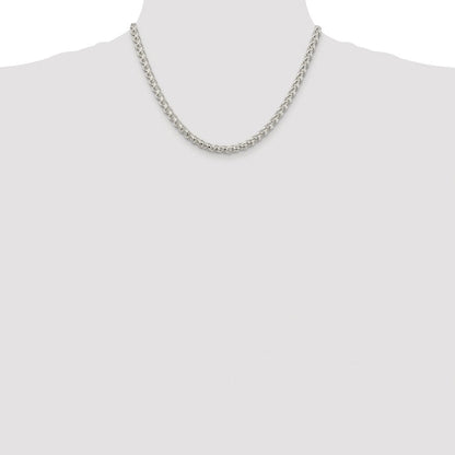 Sterlingsilber Rhodiniert 5mm Rund Ährenkette Halskette