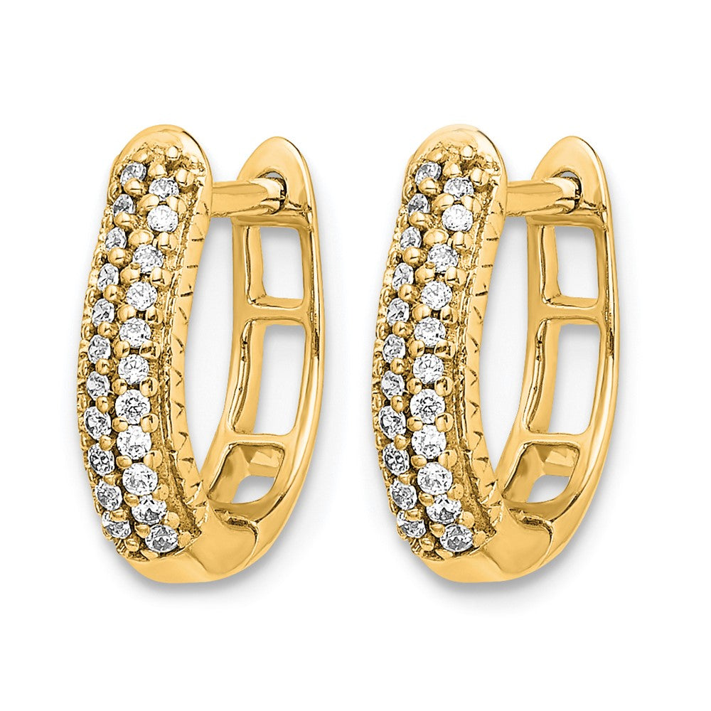 14K Gelbgold Creolen mit Scharnier, zweireihig, 0,17 ct. Diamanten