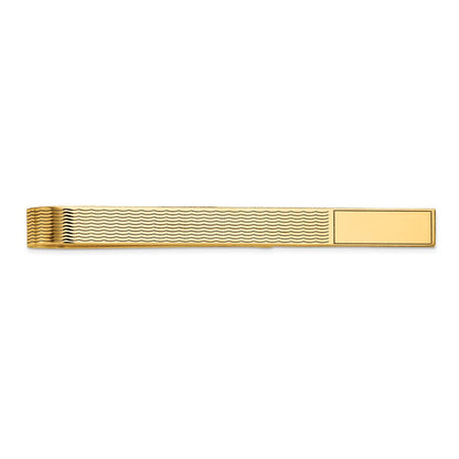 14K Gelbgold Herren Gerillt Gravierbar Krawatten Stab