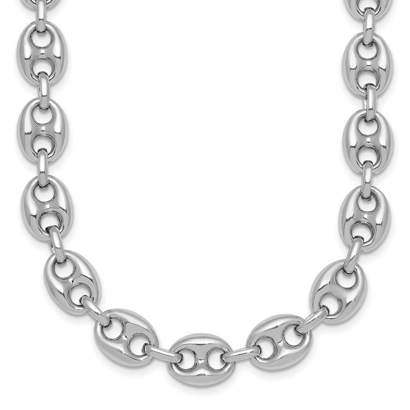 Sterlingsilber Rhodiniert Gewölbt Anker/mariner Glieder 18 Zoll Halskette