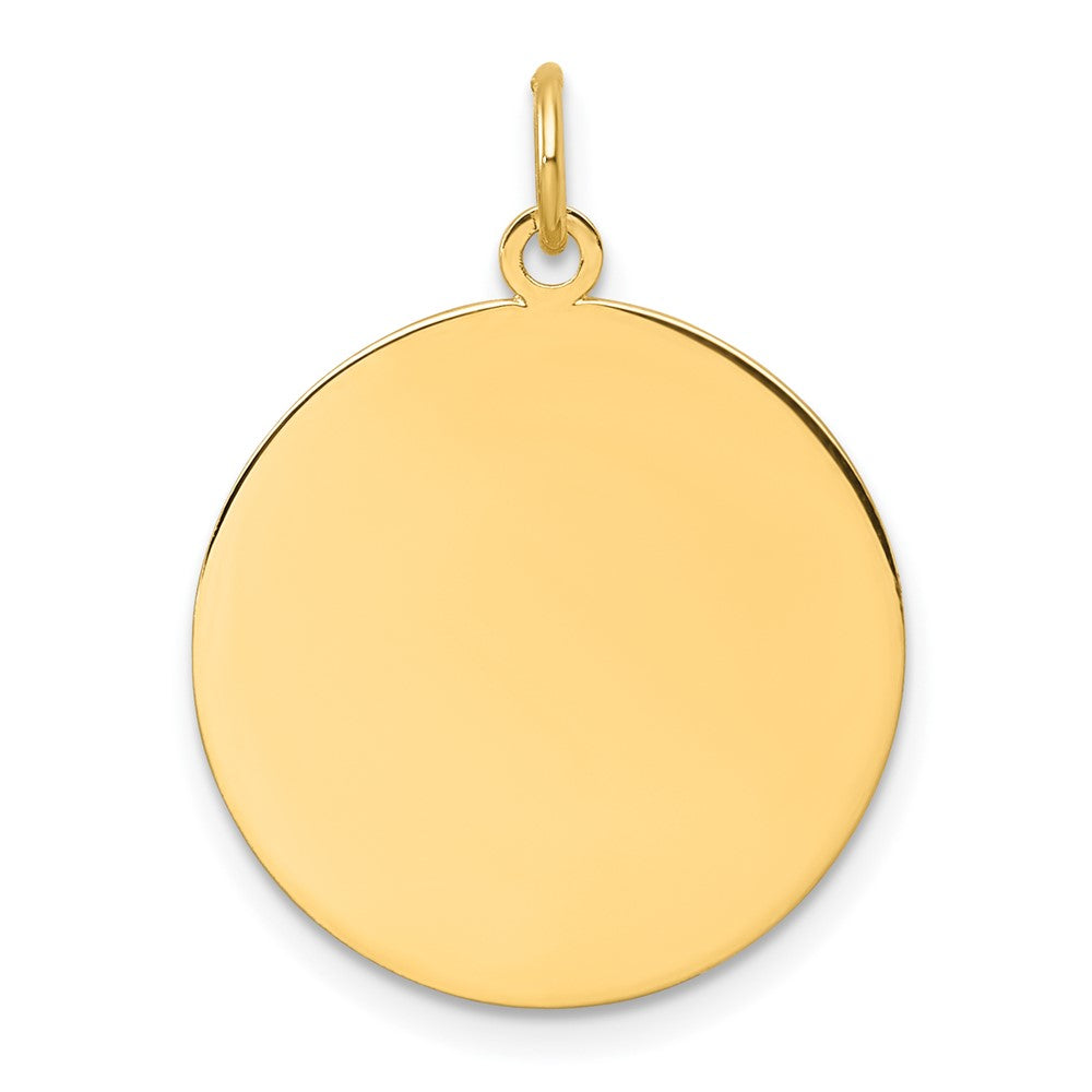 14K Gelbgold Schlicht Rund Gravierbar Plättchen Charm