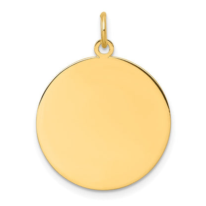 14K Gelbgold Schlicht Rund Gravierbar Plättchen Charm