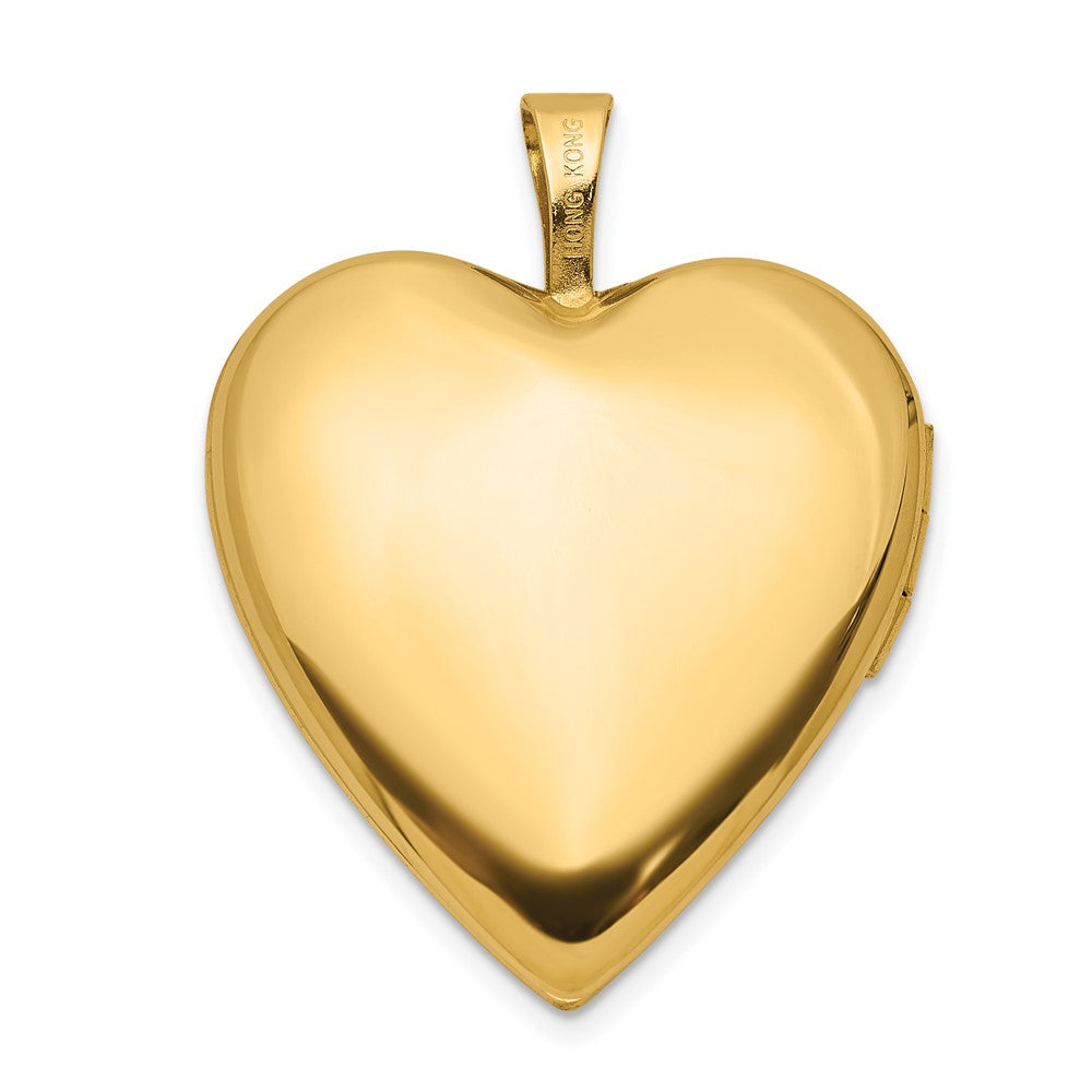 14K Gelbgold Satiniert und Poliert Diamant Stern 20mm Herz Medaillon
