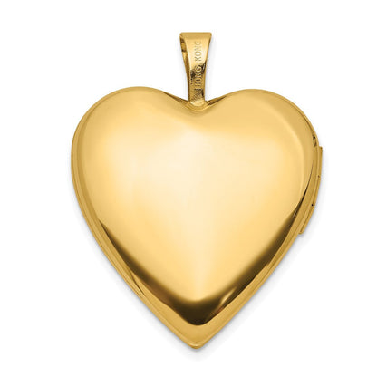 14K Gelbgold Satiniert und Poliert Diamant Stern 20mm Herz Medaillon