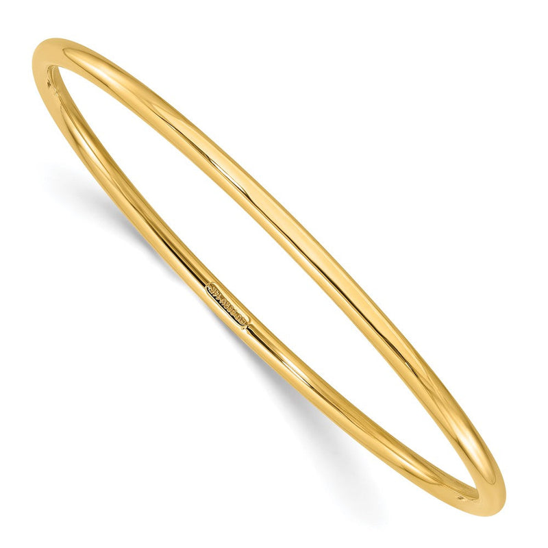 14K Gelbgold Poliert 3.00mm Schieber-on Rund Armreif Armband