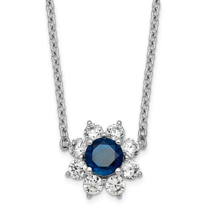 14K Weißgold Vs/si G+ Im Labor Gezüchtet Diamant und Aaa Qualität Echt Blau Sapp