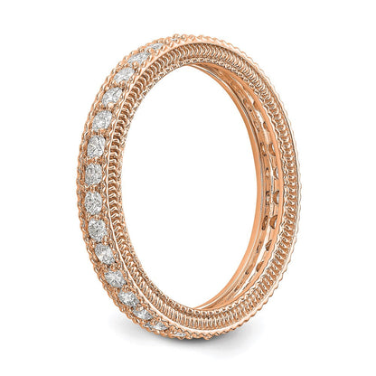 14K Roségold Poliert 3/4ct Milgrain Kante Diamant Memoire Ehering Ring