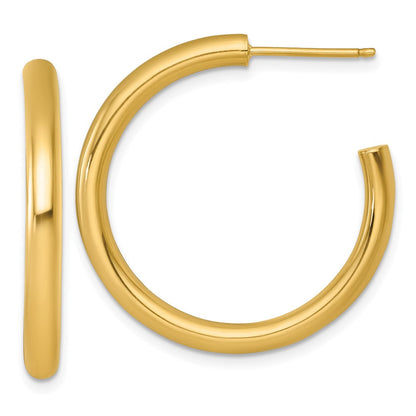 14K Gelbgold Poliert 3.0 X 30mm Röhre C-hoop Ohrstecker