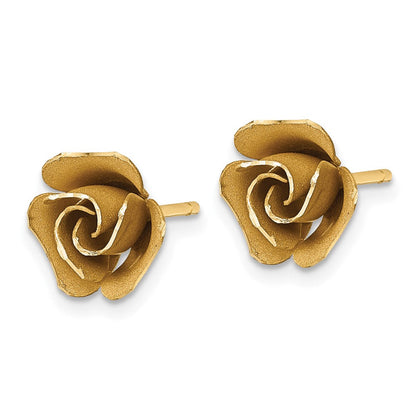14K Gelbgold Gebürstet Blume Ohrstecker