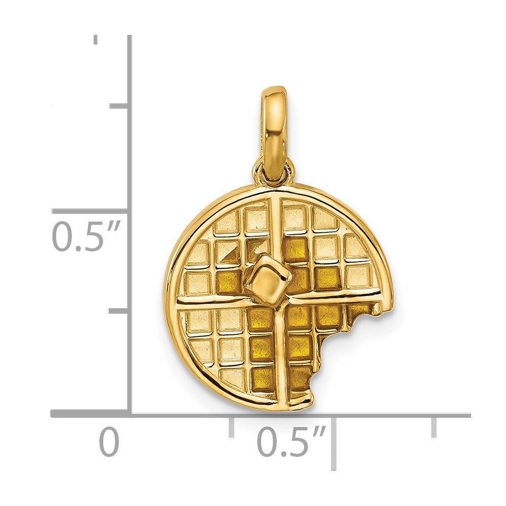 14K Gelbgold Fancy-Charm „Waffel mit Biss" mit Epoxidharz-Beschichtung