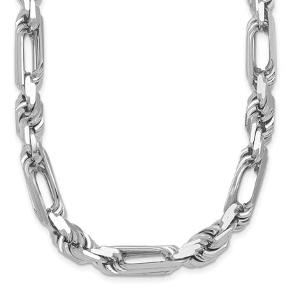 Sterlingsilber Rhodiniert Poliert 8.00mm Figaro Kordel Kette 20 Zoll Halskette