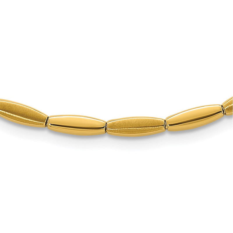 14K Gelbgold Gebürstet und Poliert 4mm Fantasie Oval Stab Glieder 16.75 Zoll Halskette