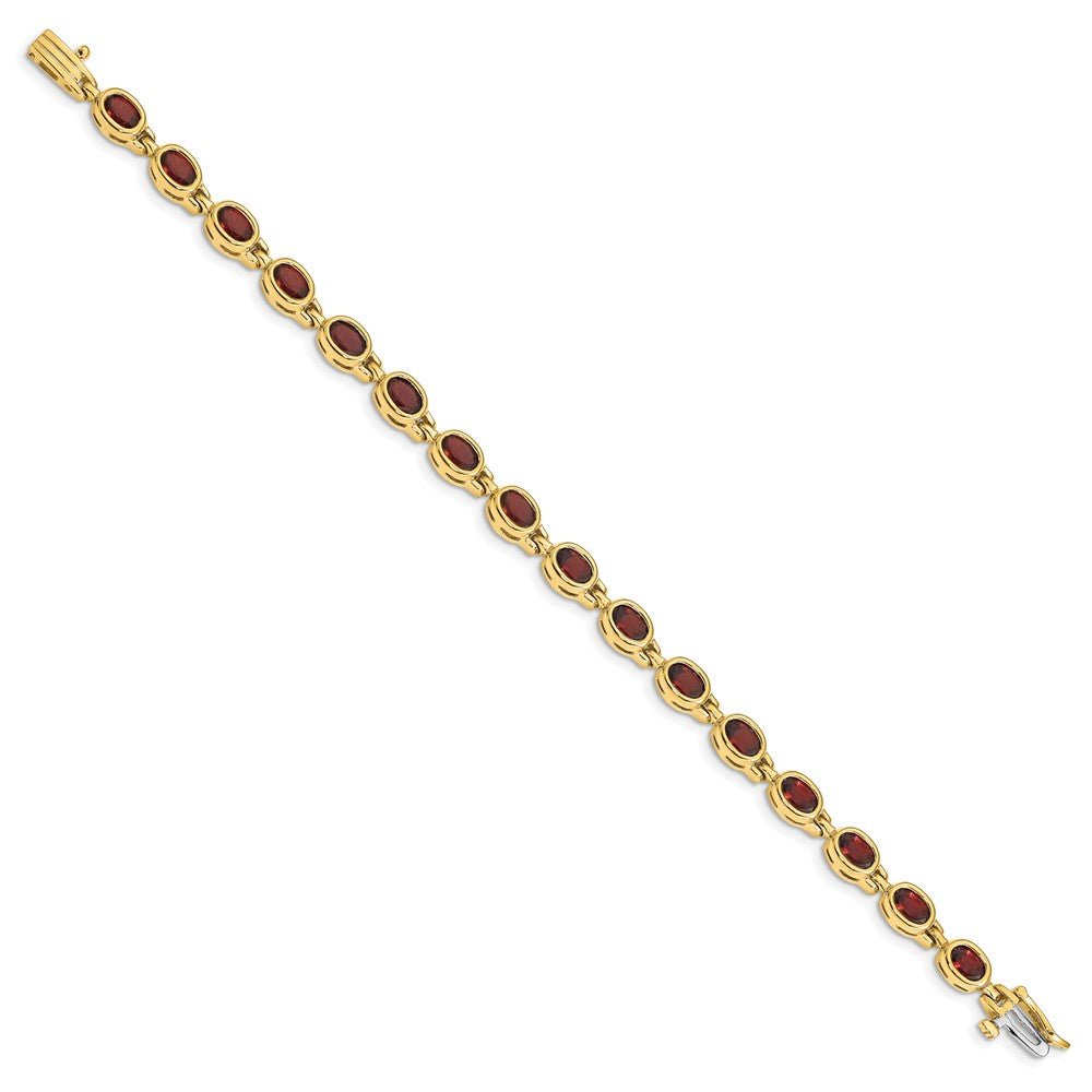 14K Gelbgold Komplett Oval Granat Zargenfassung-set 7 Zoll Armband