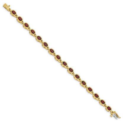 14K Gelbgold Komplett Oval Granat Zargenfassung-set 7 Zoll Armband