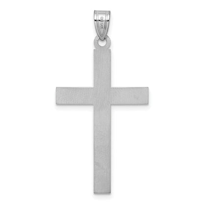 14K Weißgold Florentinisch Satiniert Kreuz Anhänger