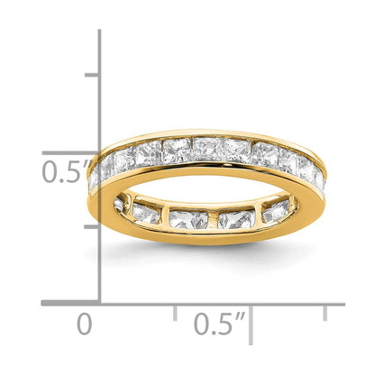 14K Gelbgold Poliert Größe 5 Kanalfassung-set 2 Karat Princess Diamant Komplett Memoire Ehering Ring