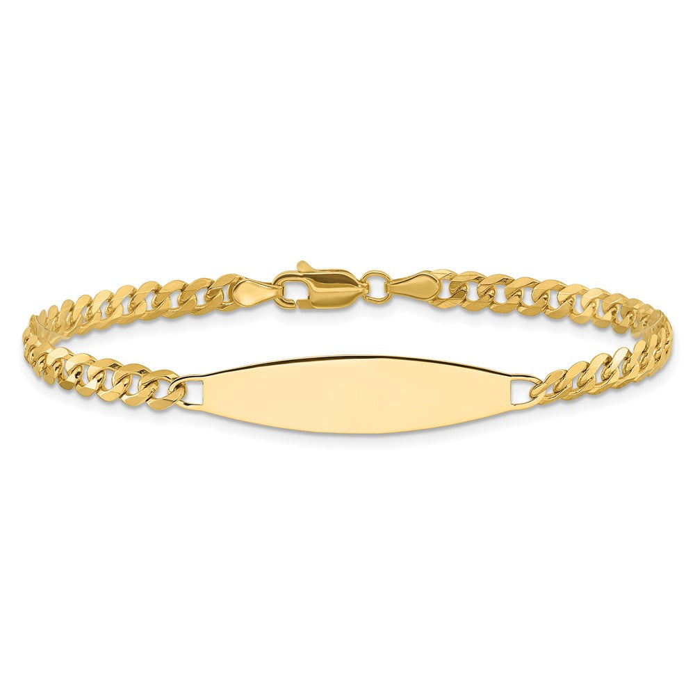 14K Gelbgold Poliert Massiv Kette/solid Platte Flach Panzer Glieder 29.5x8mm Platte Id Armband