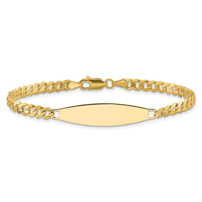 14K Gelbgold Poliert Massiv Kette/solid Platte Flach Panzer Glieder 29.5x8mm Platte Id Armband