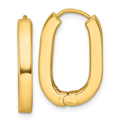 14K Gelbgold Poliert 3.25mm Oval Quadratisch Röhre Klappbar Creolen