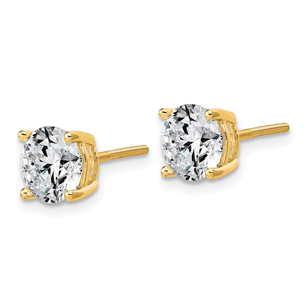 14K Gelbgold 4K Laborgezüchtete Diamant VS+ F+ Rund Komplette Vier-Krappen Leichtgewicht-Schraubverschluss Ohrstecker