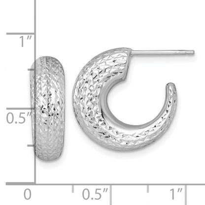 14K Weißgold Poliert Diamantiert Hohl C-hoop Ohrstecker