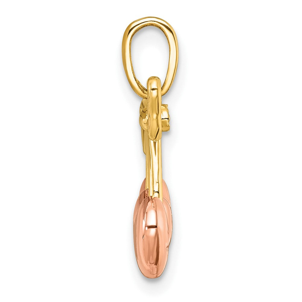 14K Gelbgold mit Rhodium-Beschichtung, poliert, Herz-Kirschen-Charm