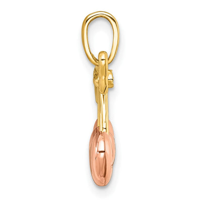 14K Gelbgold mit Rhodium-Beschichtung, poliert, Herz-Kirschen-Charm
