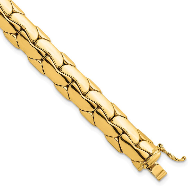 14K Gelbgold Poliert 9.3mm Leicht Fantasieglieder 7.5 Zoll Armband