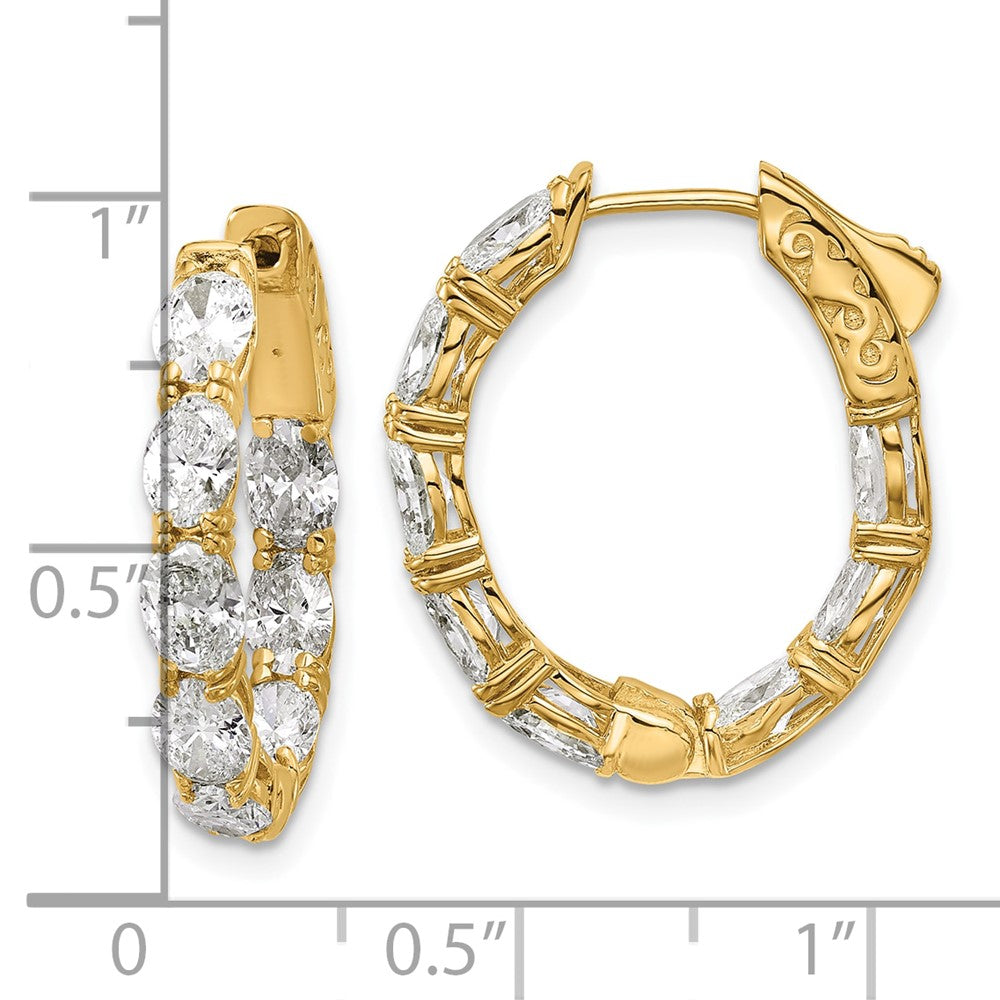 14K Gelbgold zertifizierte 5x3 ovale VS DEF Diamant-Creolen (Labor gezüchtet), Innen/Außen