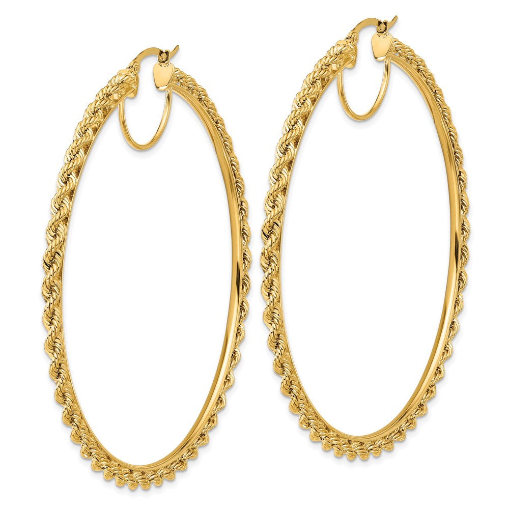14K Gelbgold Creolen, poliert und diamantiert, Kordeloptik, 2,95 mm