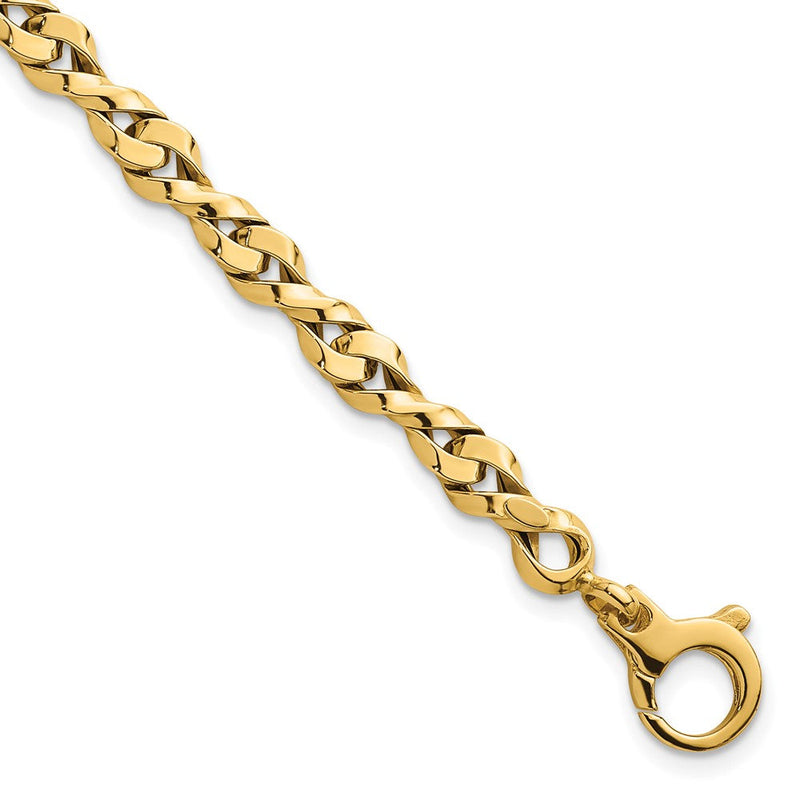 14K Gelbgold Poliert 4.7mm Fantasie Gedreht Glieder Gliederarmband
