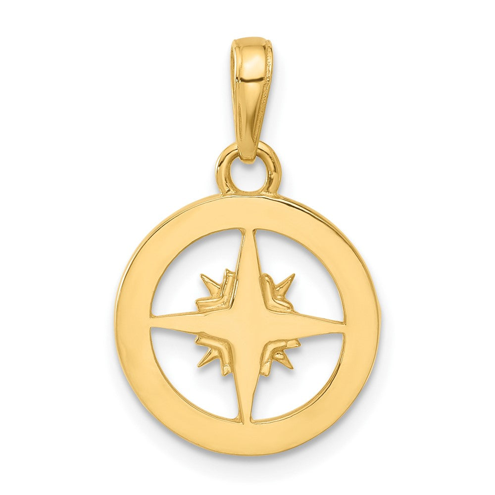 14K Gelbgold und Rhodium Kompass-Anhänger, diamantiert