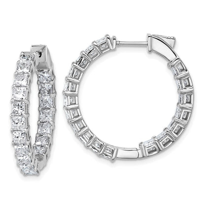 14K Weißgold Innen/Außen Zertifizierte Laborgezüchtete VS/SI GH Princess-Diamant-Creolen