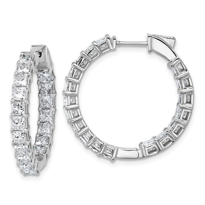 14K Weißgold Innen/Außen Zertifizierte Laborgezüchtete VS/SI GH Princess-Diamant-Creolen