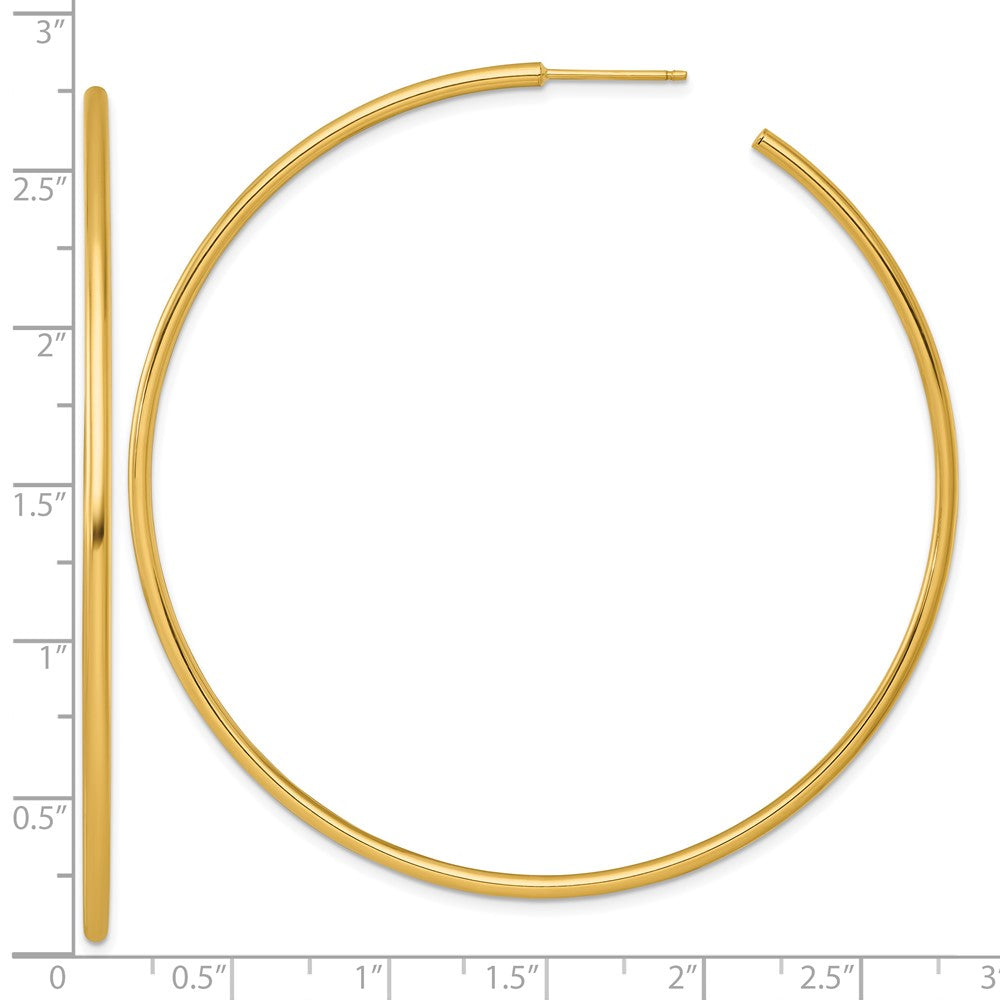 14K Gelbgold Poliert 2.0 X 70mm Röhre C-hoop Ohrstecker