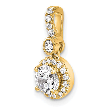 14K Gelbgold 1 Karat Im Labor Gezüchtet Diamant Vs+ F+ Rund Komplett Heiligenschein Anhänger