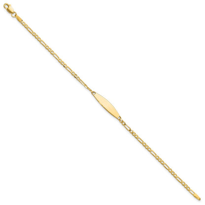 14K Gelbgold Poliert Massiv Kette/solid Platte Figaro Glieder 24.6x5.5mm Platte Id Armband