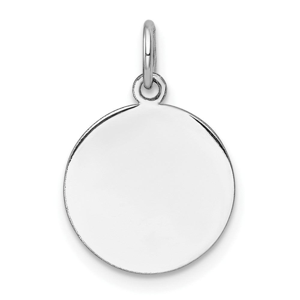 14K Weißgold Schlicht Rund Gravierbar Plättchen Charm