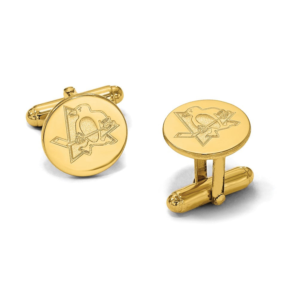 14K Gelbgold Gold Nhl Logoart Pittsburgh Penguins Manschette Knöpfe