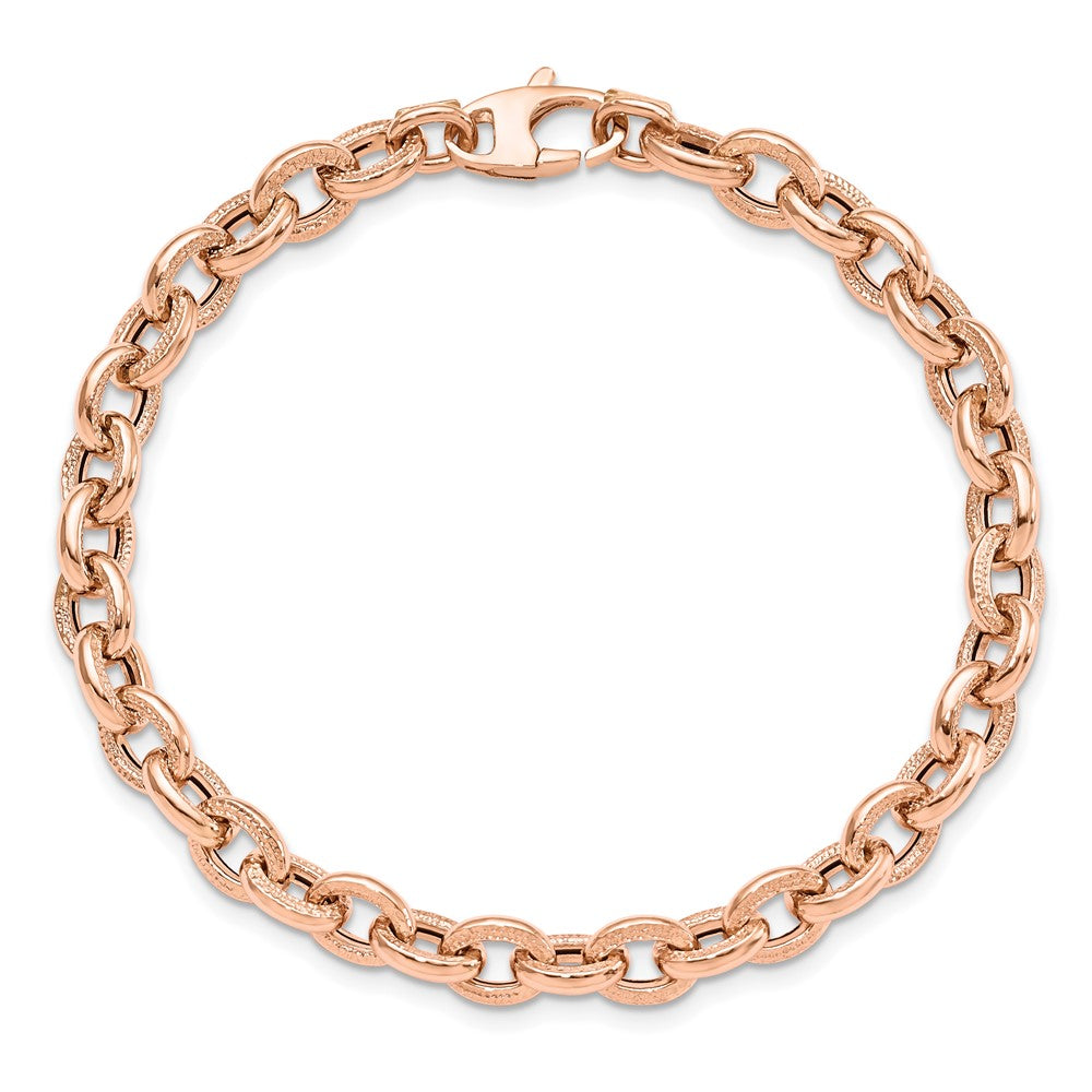 14K Roségold Strukturiert Glieder 7.5 Zoll Armband