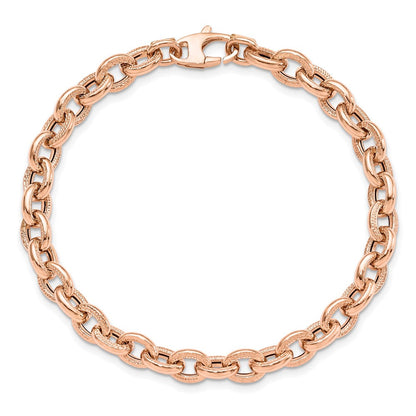 14K Roségold Strukturiert Glieder 7.5 Zoll Armband