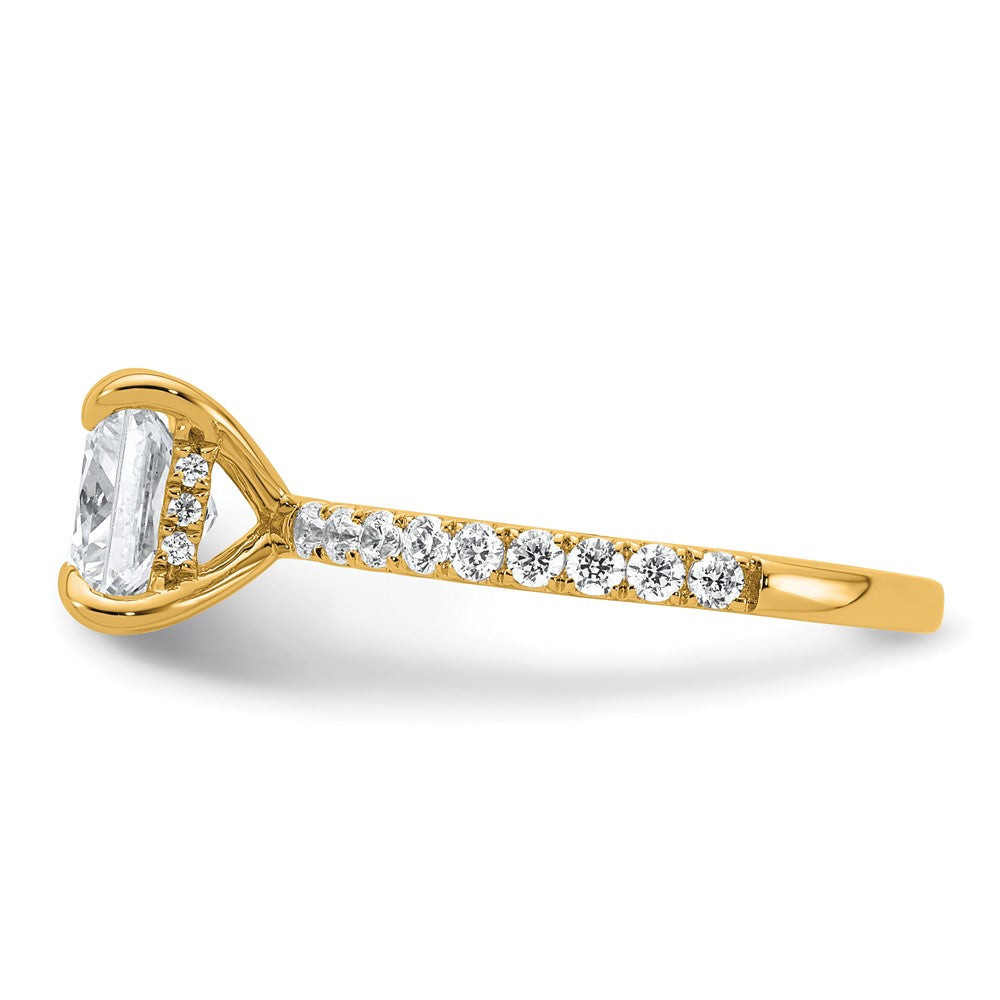 14K Gelbgold 2,5K Zertifizierter Laborgezüchteter Diamant VS/SI+ G+ Princess Solitär-Verlobungsring mit Flair, komplett