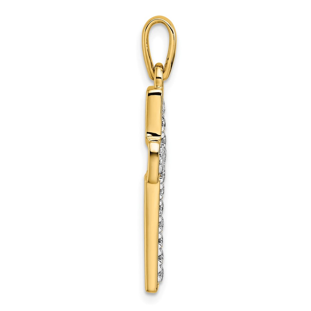 14K Gelbgold und Rhodium Kreuzanhänger mit 0,5 Karat Diamant