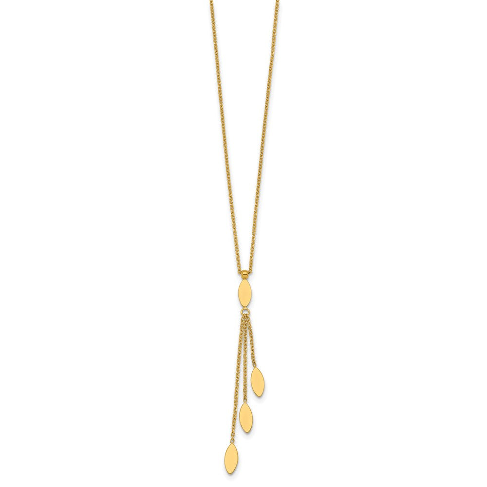 14K Gelbgold Poliert Oval 3-dangles 16 Zoll Halskette Plus 2 Zoll Verlängerung
