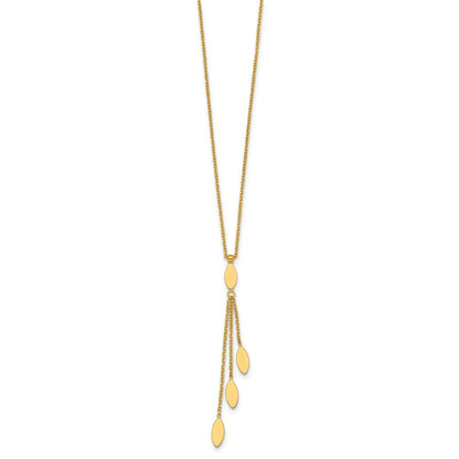 14K Gelbgold Poliert Oval 3-dangles 16 Zoll Halskette Plus 2 Zoll Verlängerung