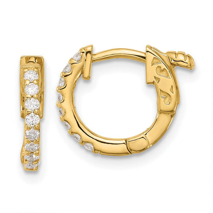 14K Gelbgold.24 Karat Diamant Rund Creole mit Sicherheits Verschluss Ohrringe