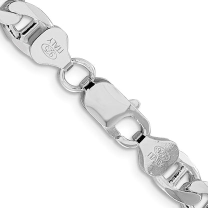 Sterlingsilber Rhodiniert 7.4mm Diamantiert Flach Anker Panzer Halskette