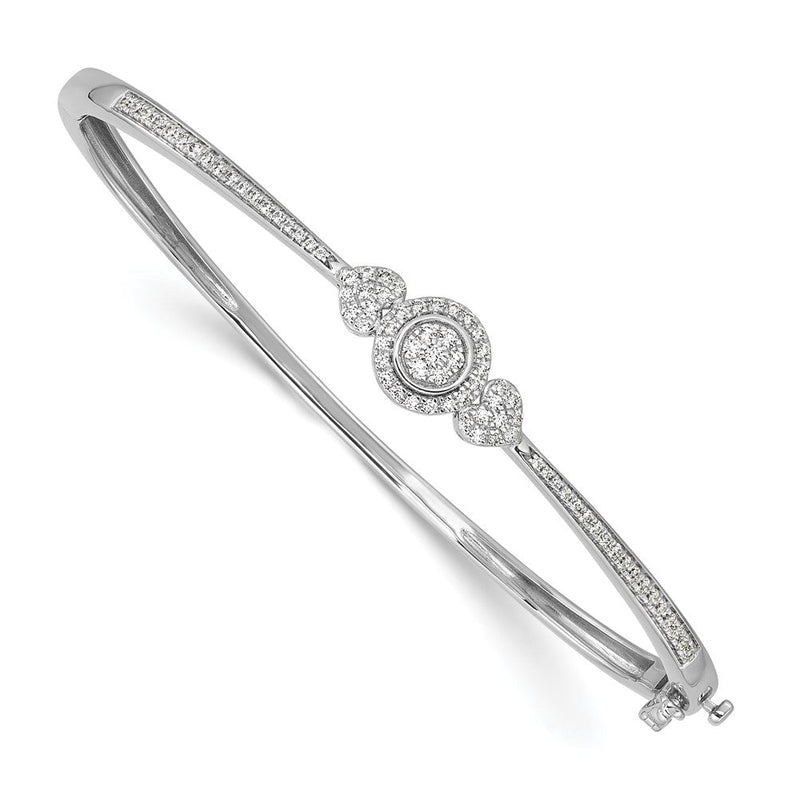 14K Weißgold Komplett 1/2 Karat Diamant Heiligenschein Klappbar Oval Armreif Armband